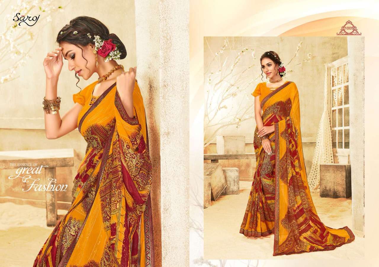 saroj victoria 60 gram georgette printed saree wholesaler