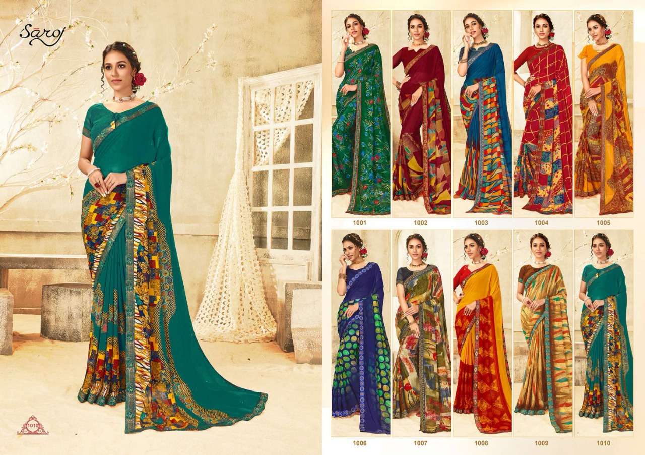 saroj victoria 60 gram georgette printed saree wholesaler