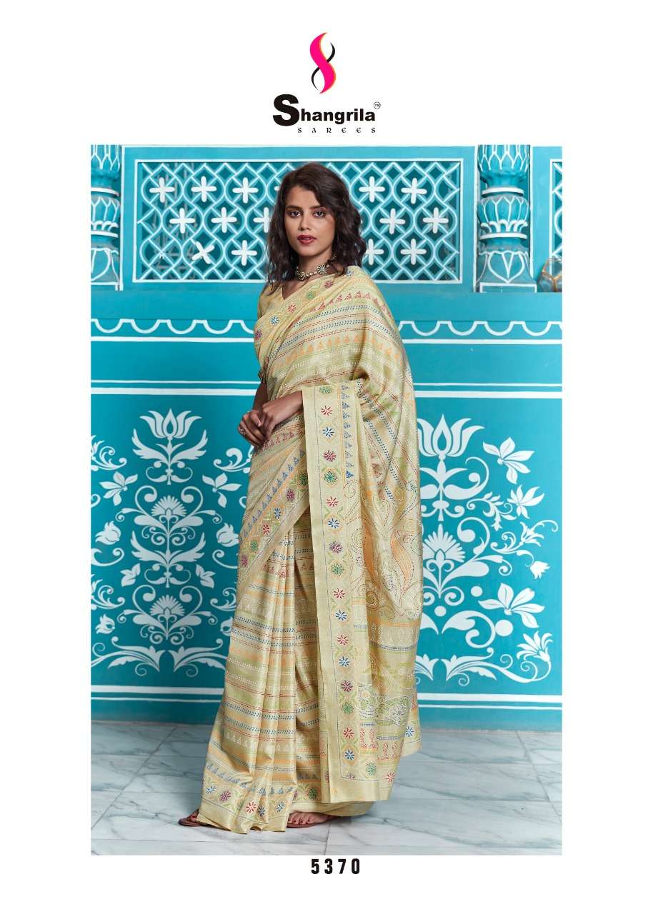 shangrila lucknowi kadi silk with digital printed sari wholesale shop in surat 