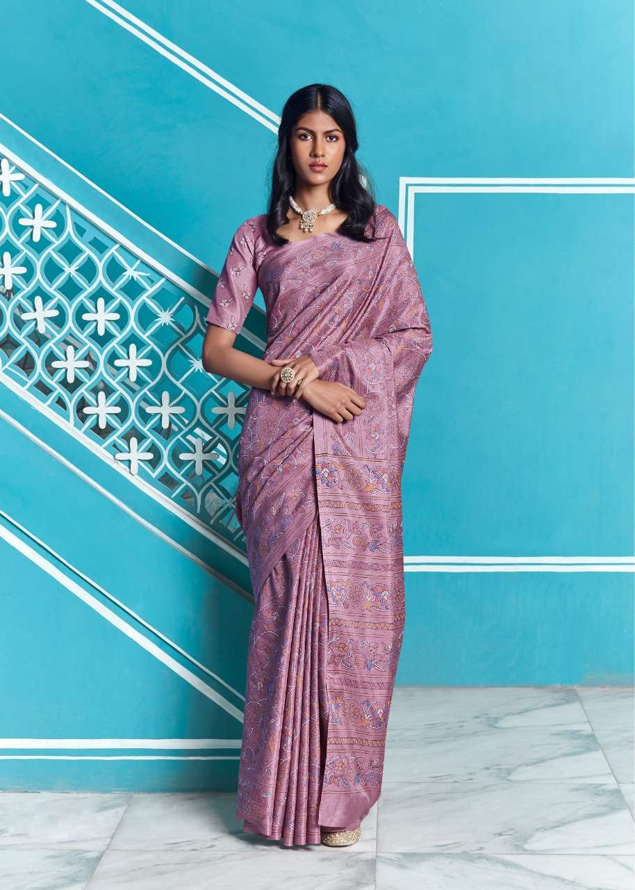 shangrila lucknowi kadi silk with digital printed sari wholesale shop in surat 