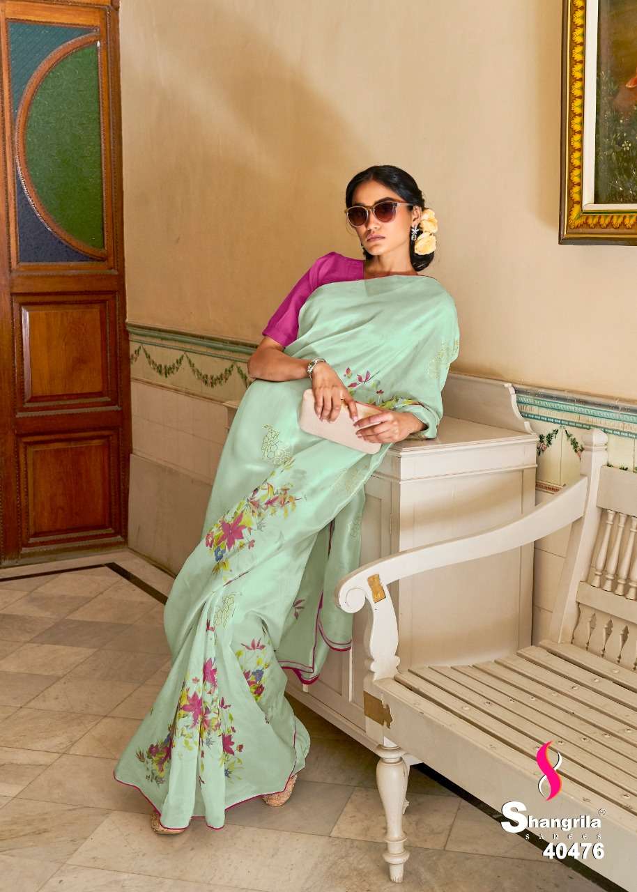 shangrila royal touch organza saree with foil and border for summer 2021