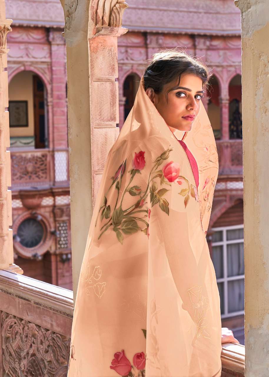 shangrila royal touch organza saree with foil and border for summer 2021