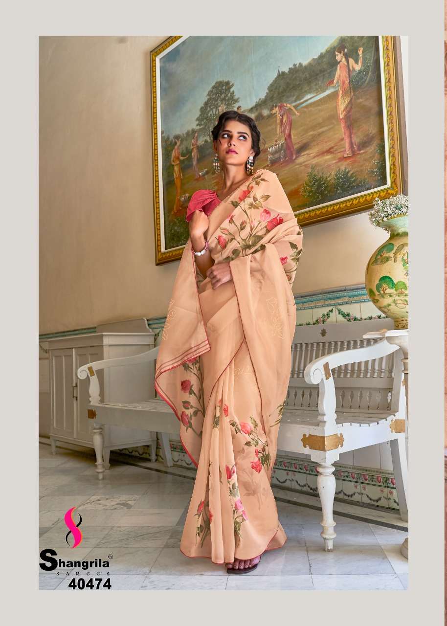 shangrila royal touch organza saree with foil and border for summer 2021