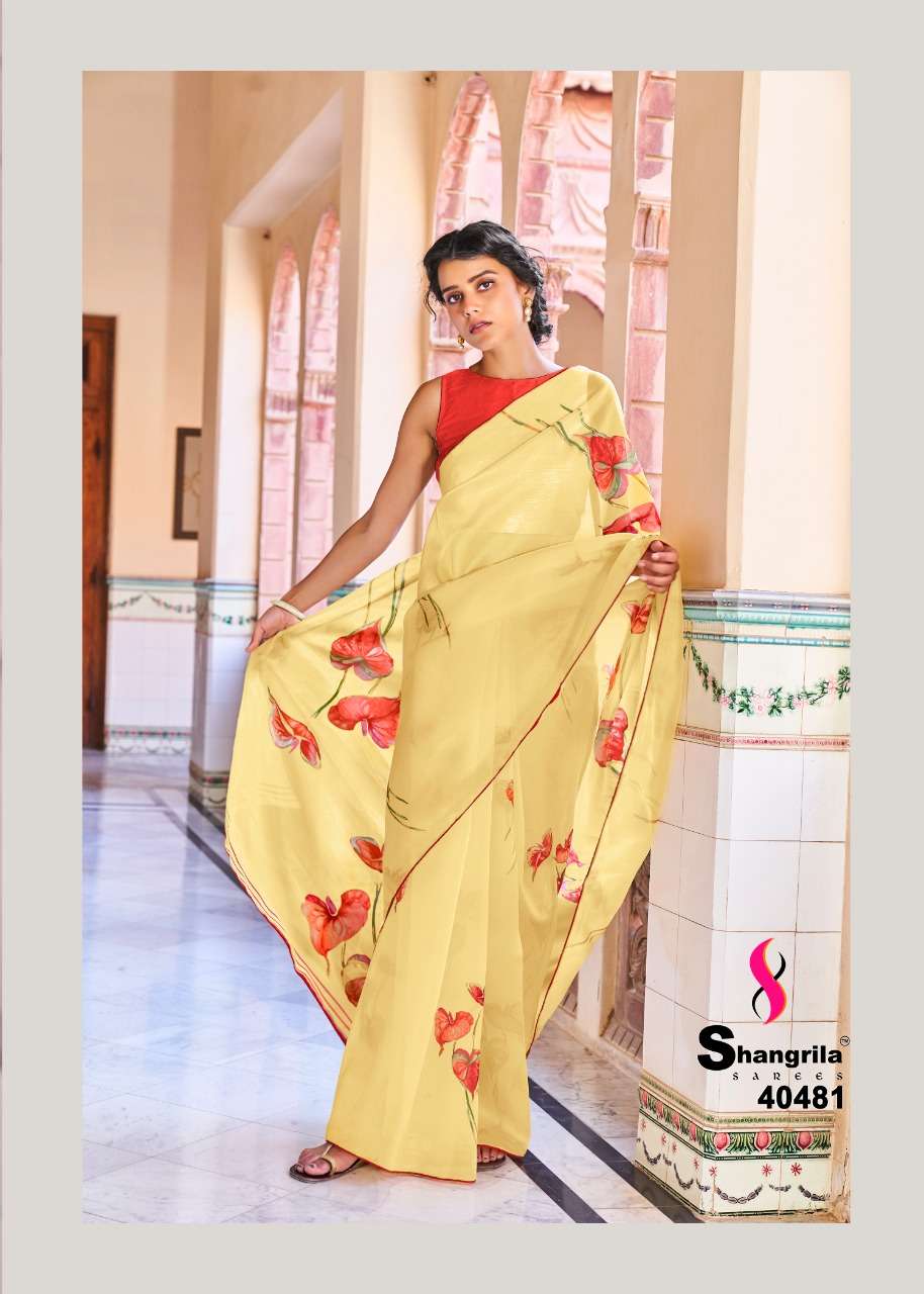 shangrila royal touch organza saree with foil and border for summer 2021
