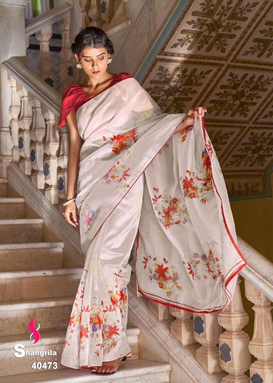 shangrila royal touch organza saree with foil and border for summer 2021