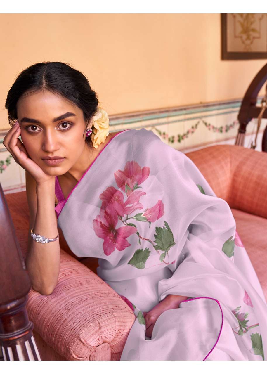 shangrila royal touch organza saree with foil and border for summer 2021