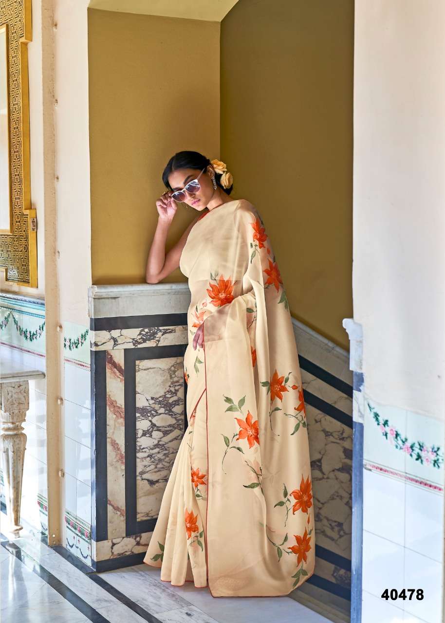 shangrila royal touch organza saree with foil and border for summer 2021