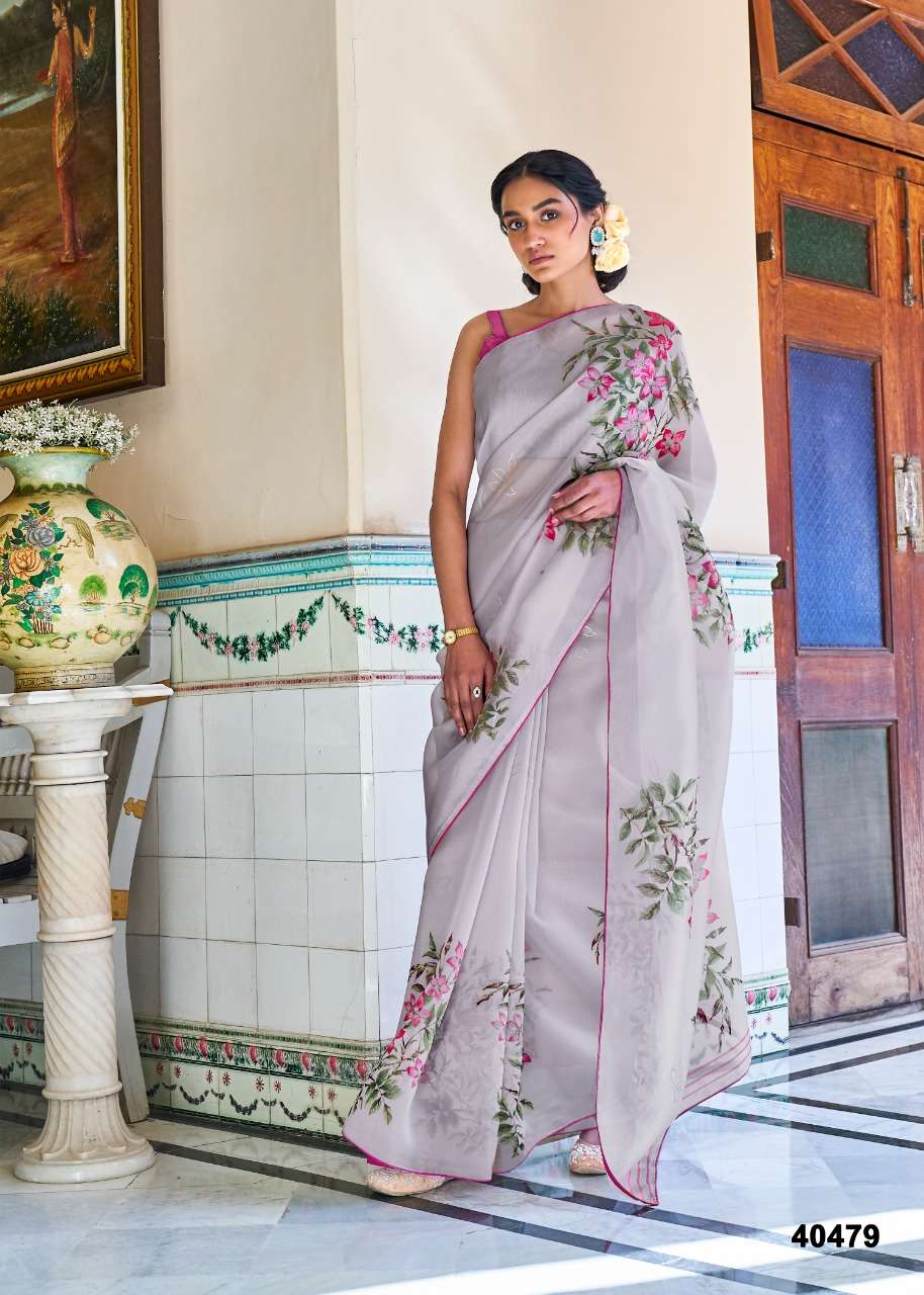 shangrila royal touch organza saree with foil and border for summer 2021