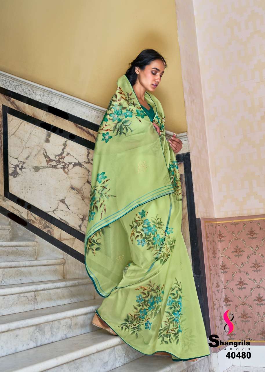 shangrila royal touch organza saree with foil and border for summer 2021