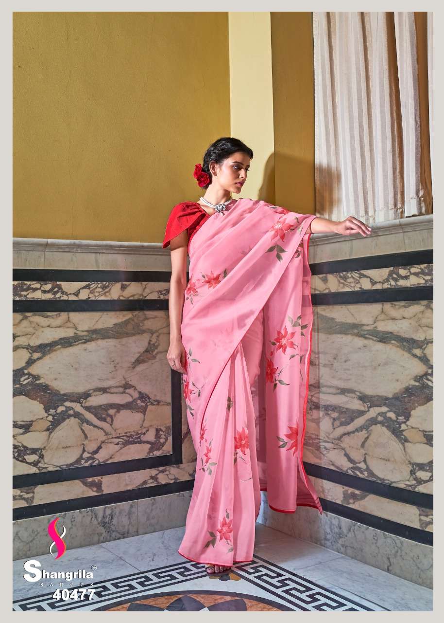 shangrila royal touch organza saree with foil and border for summer 2021