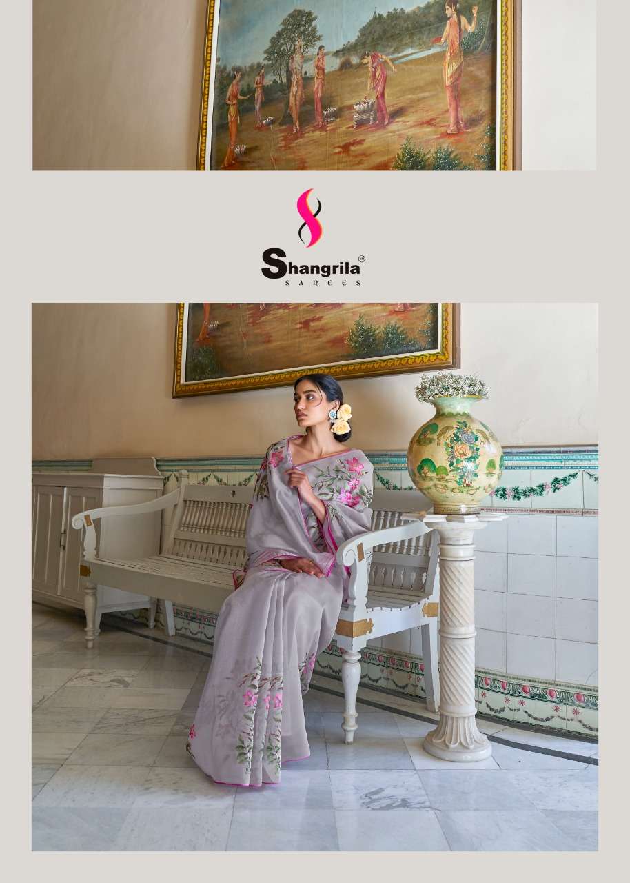 shangrila royal touch organza saree with foil and border for summer 2021