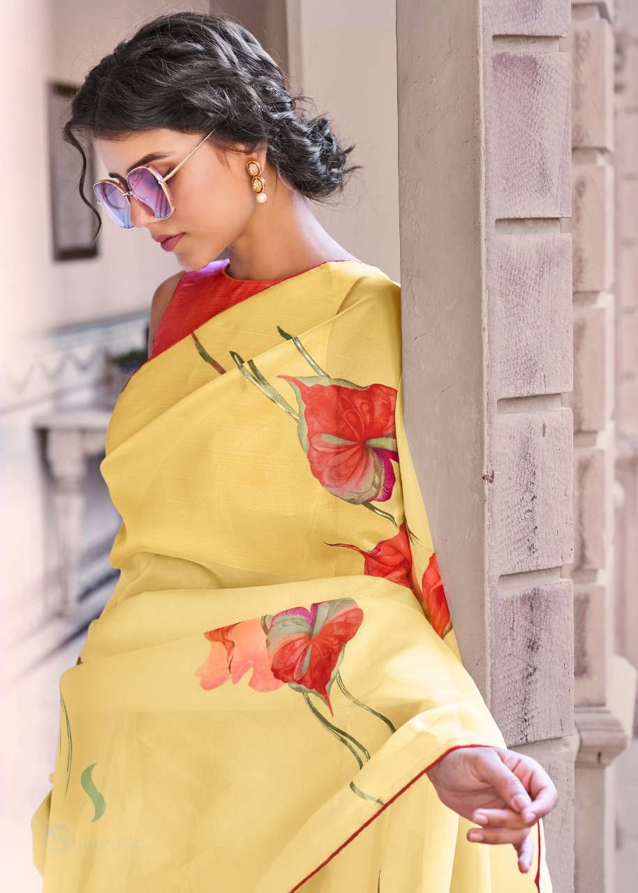 shangrila royal touch organza saree with foil and border for summer 2021