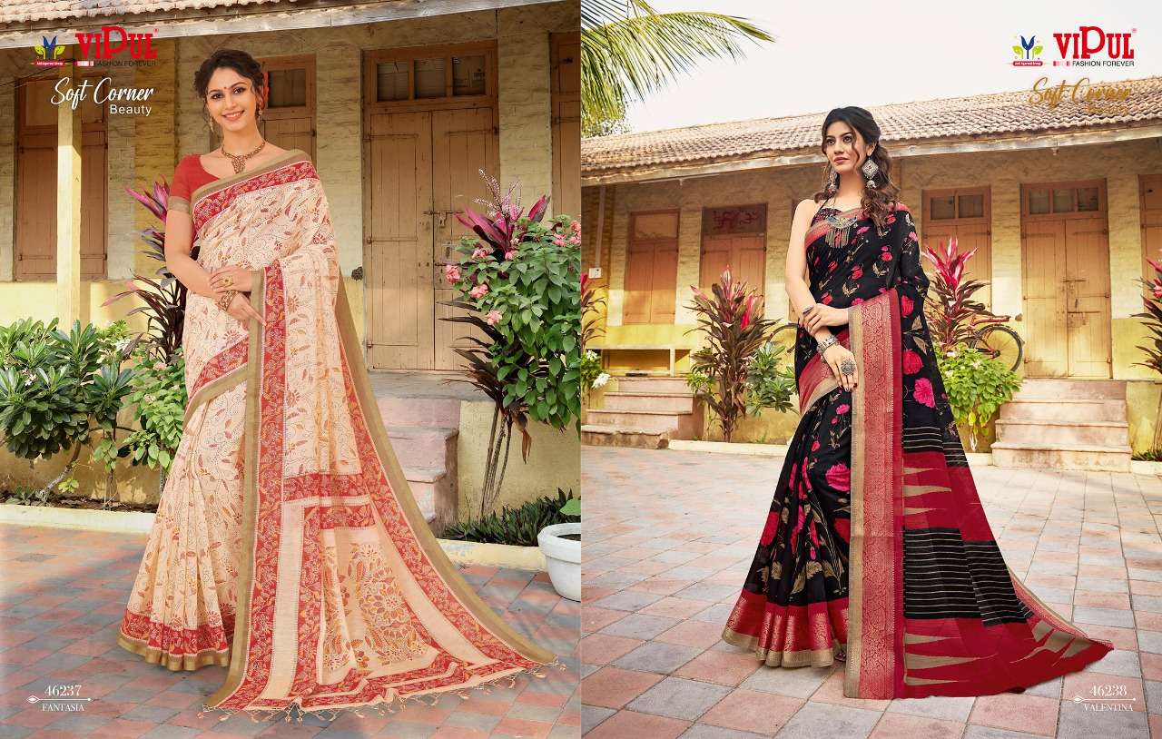 soft corner beauty by vipul weaving linen designer saree
