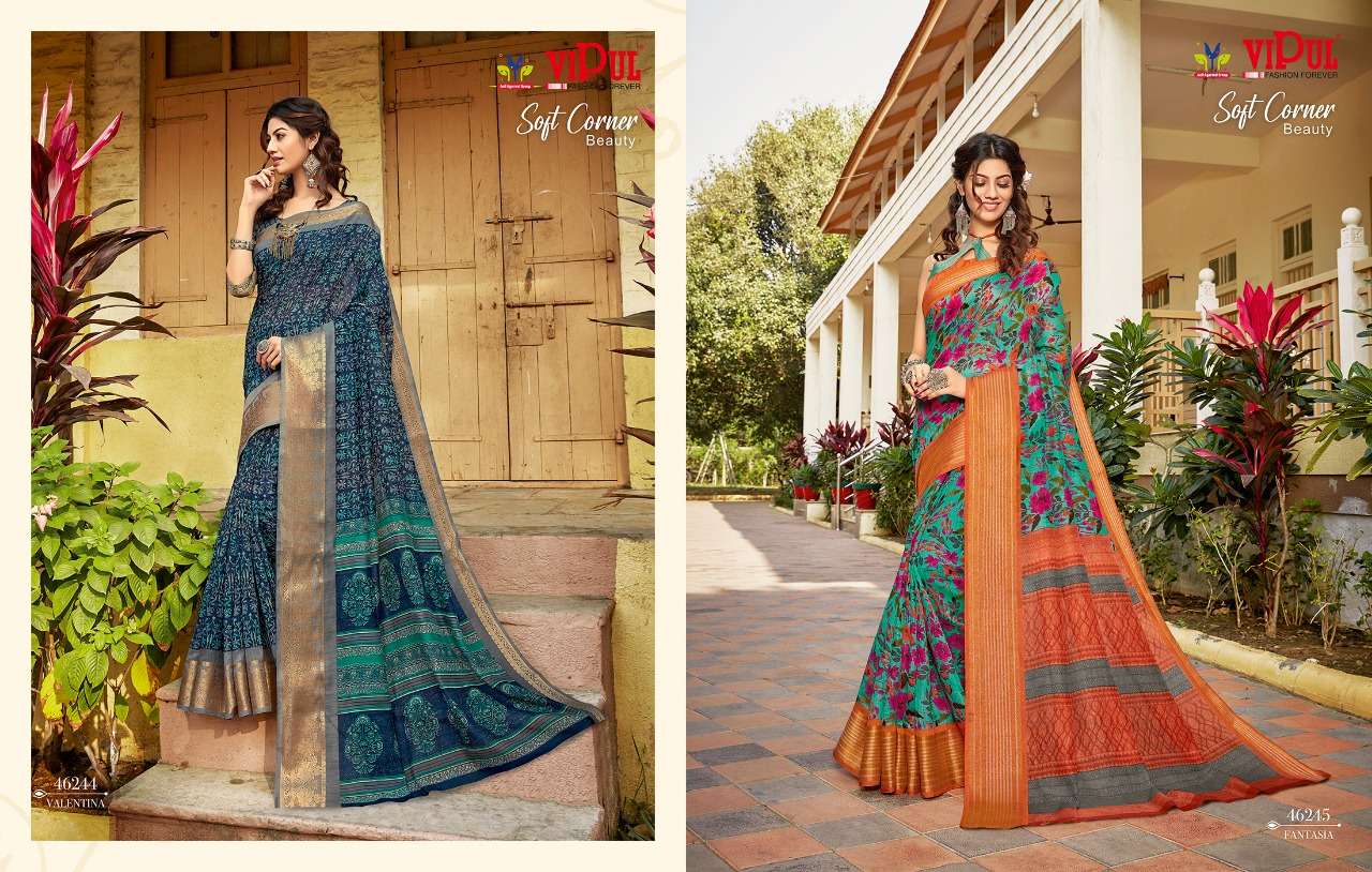 soft corner beauty by vipul weaving linen designer saree