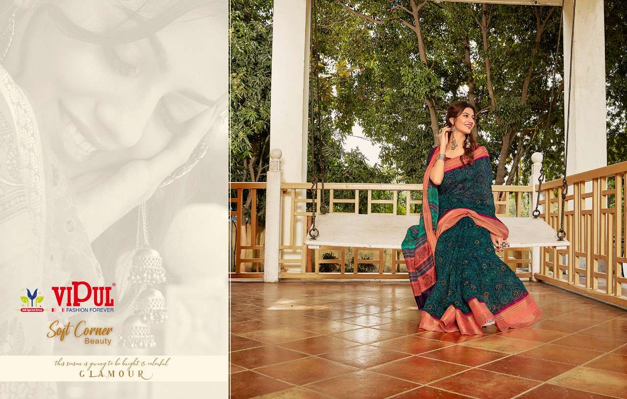 soft corner beauty by vipul weaving linen designer saree