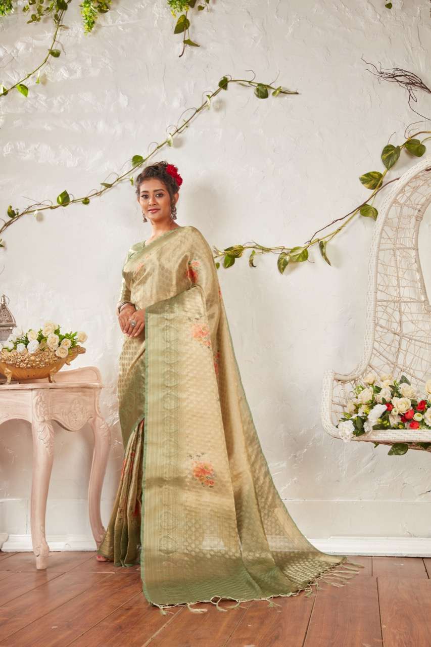 sr brand kavya organza weaving digital saree authorized supplier in surat market 