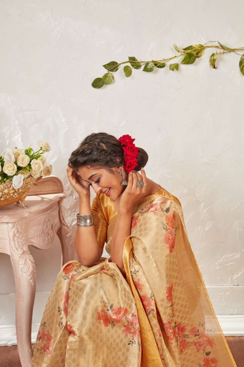 sr brand kavya organza weaving digital saree authorized supplier in surat market 