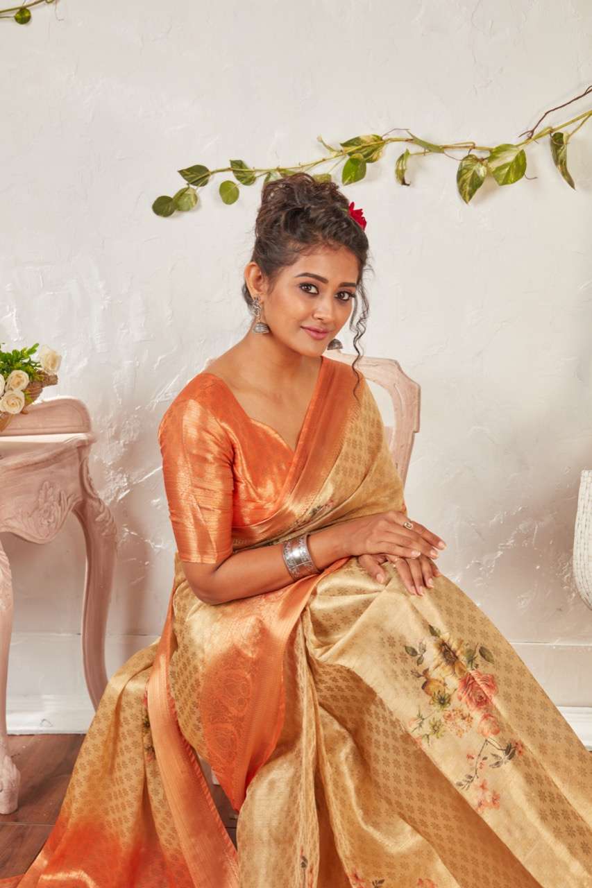 sr brand kavya organza weaving digital saree authorized supplier in surat market 