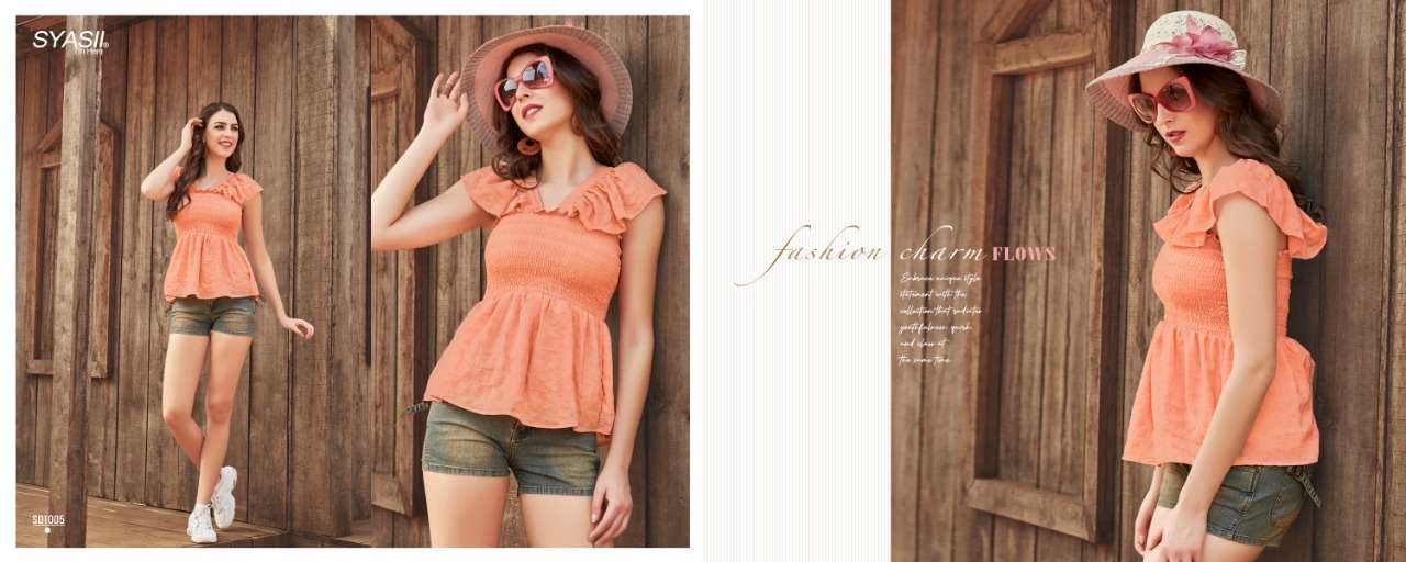 syasii present summer beauty designer girls jeans short top short kurtis