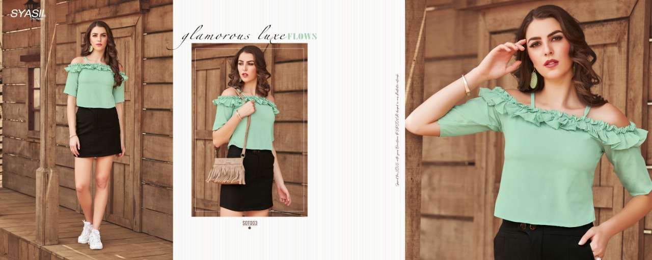 syasii present summer beauty designer girls jeans short top short kurtis