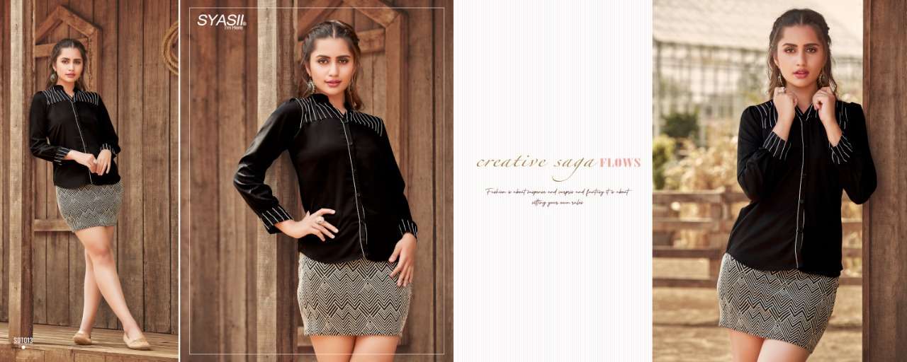 syasii present summer beauty designer girls jeans short top short kurtis