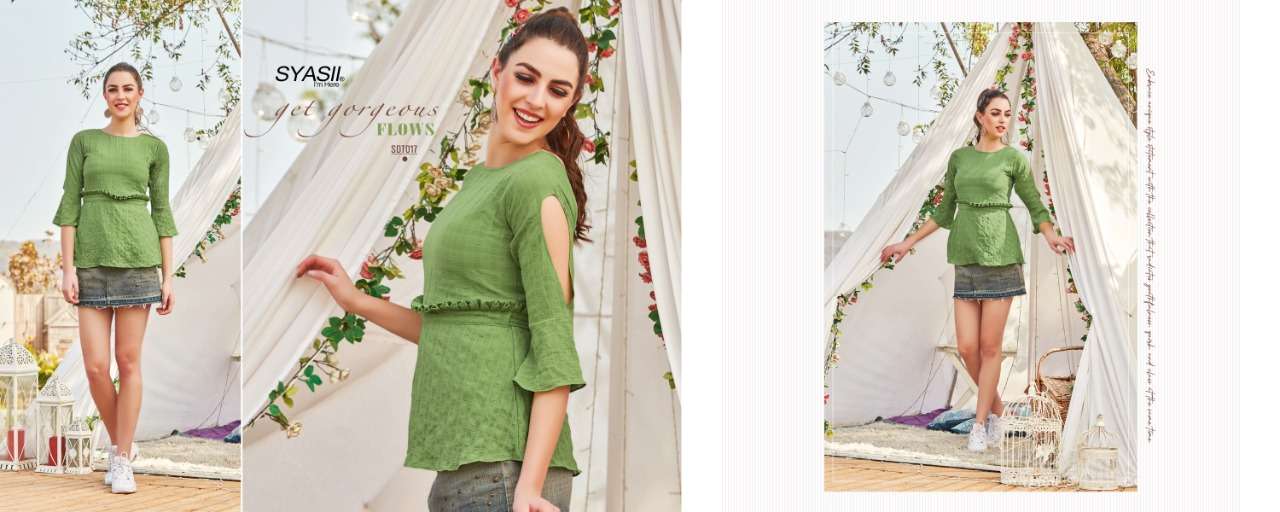 syasii present summer beauty designer girls jeans short top short kurtis