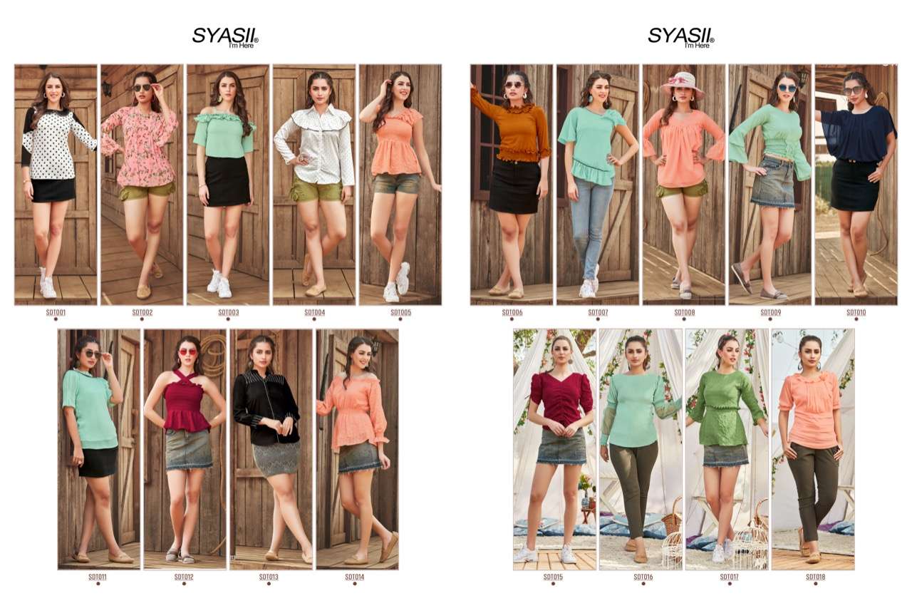 syasii present summer beauty designer girls jeans short top short kurtis