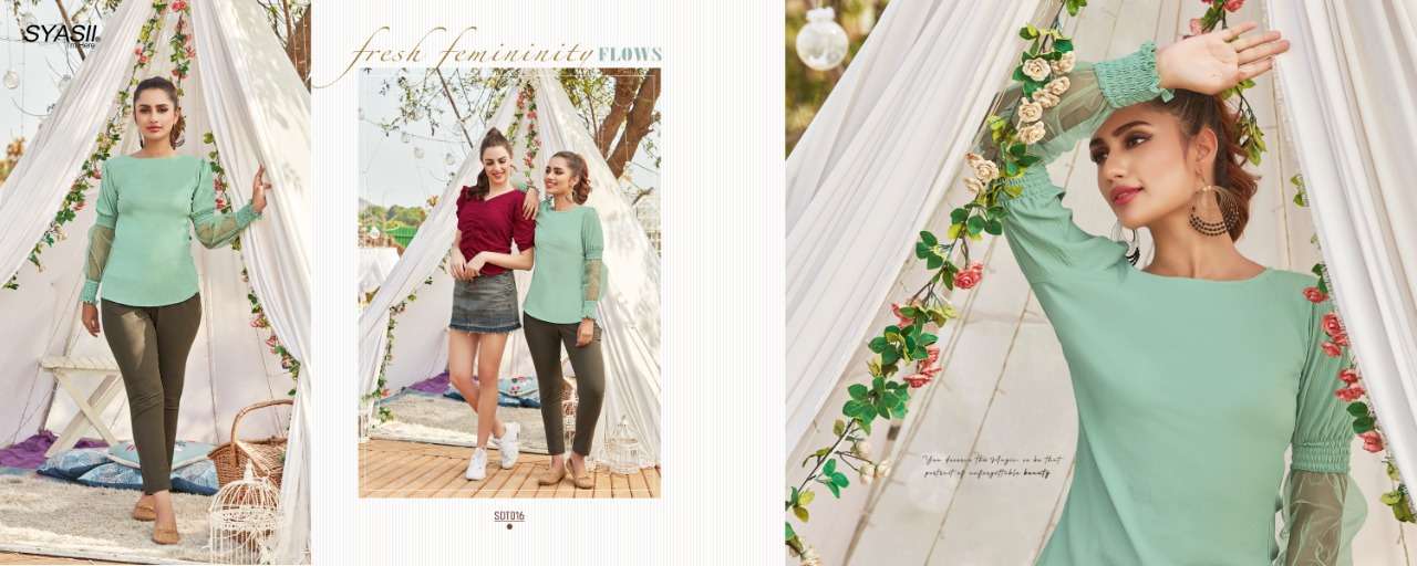 syasii present summer beauty designer girls jeans short top short kurtis