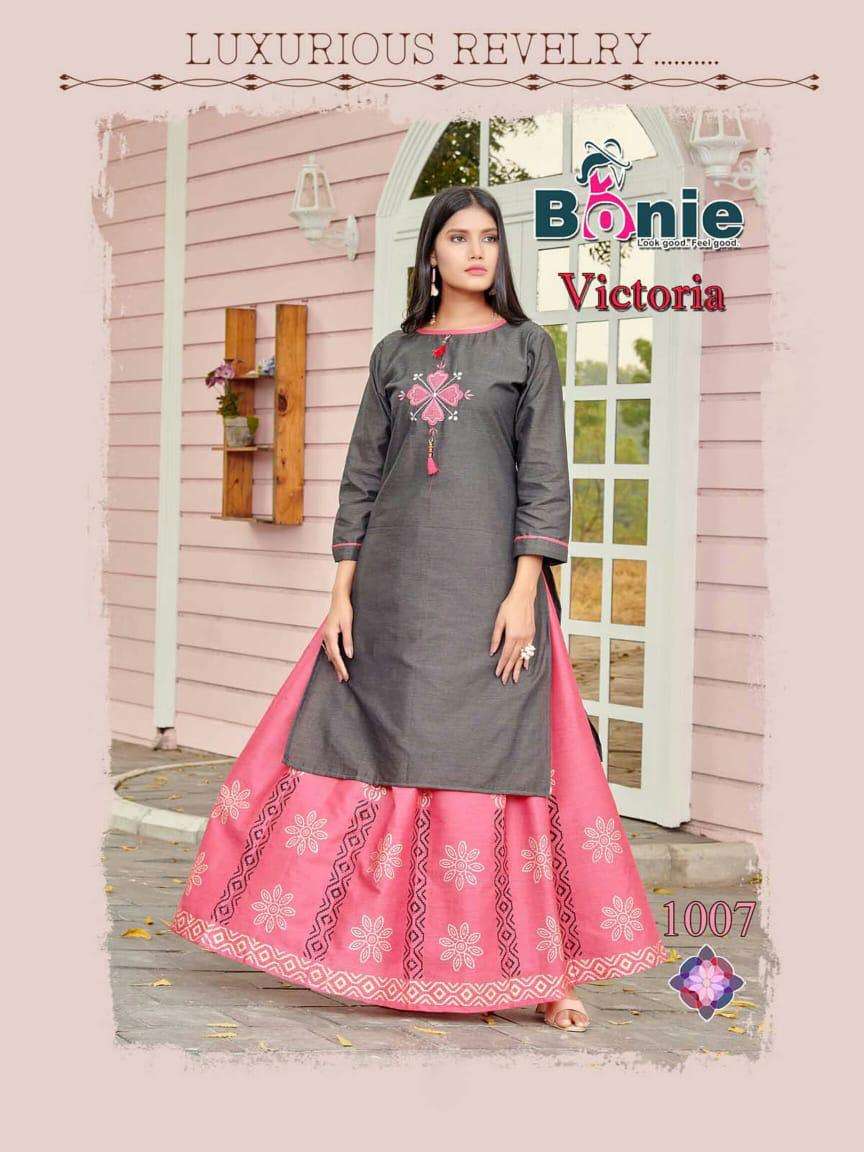 victoria by bonie heavy rayon kurti with skirt Catalog Collection Wholesaler Lowest Best Price In Ahmedabad Surat Chennai India Uk Usa Malaysia Singapore Canada Australia