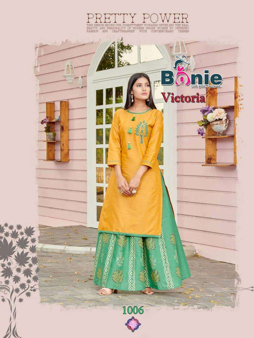 victoria by bonie heavy rayon kurti with skirt Catalog Collection Wholesaler Lowest Best Price In Ahmedabad Surat Chennai India Uk Usa Malaysia Singapore Canada Australia