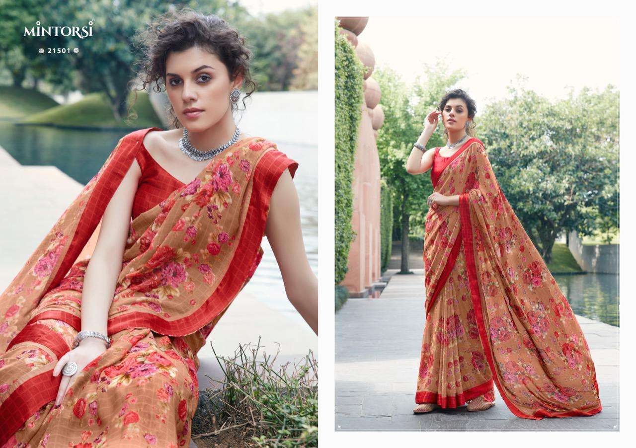 bharati by mintorsi weightless printed classy looking saree catalogue
