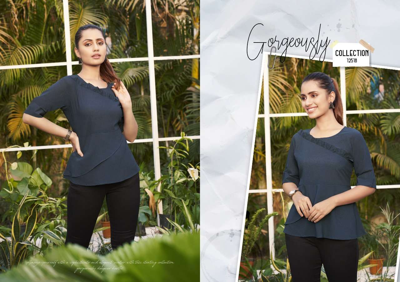 kalaroop launch topsy georgette girls short jeans tops