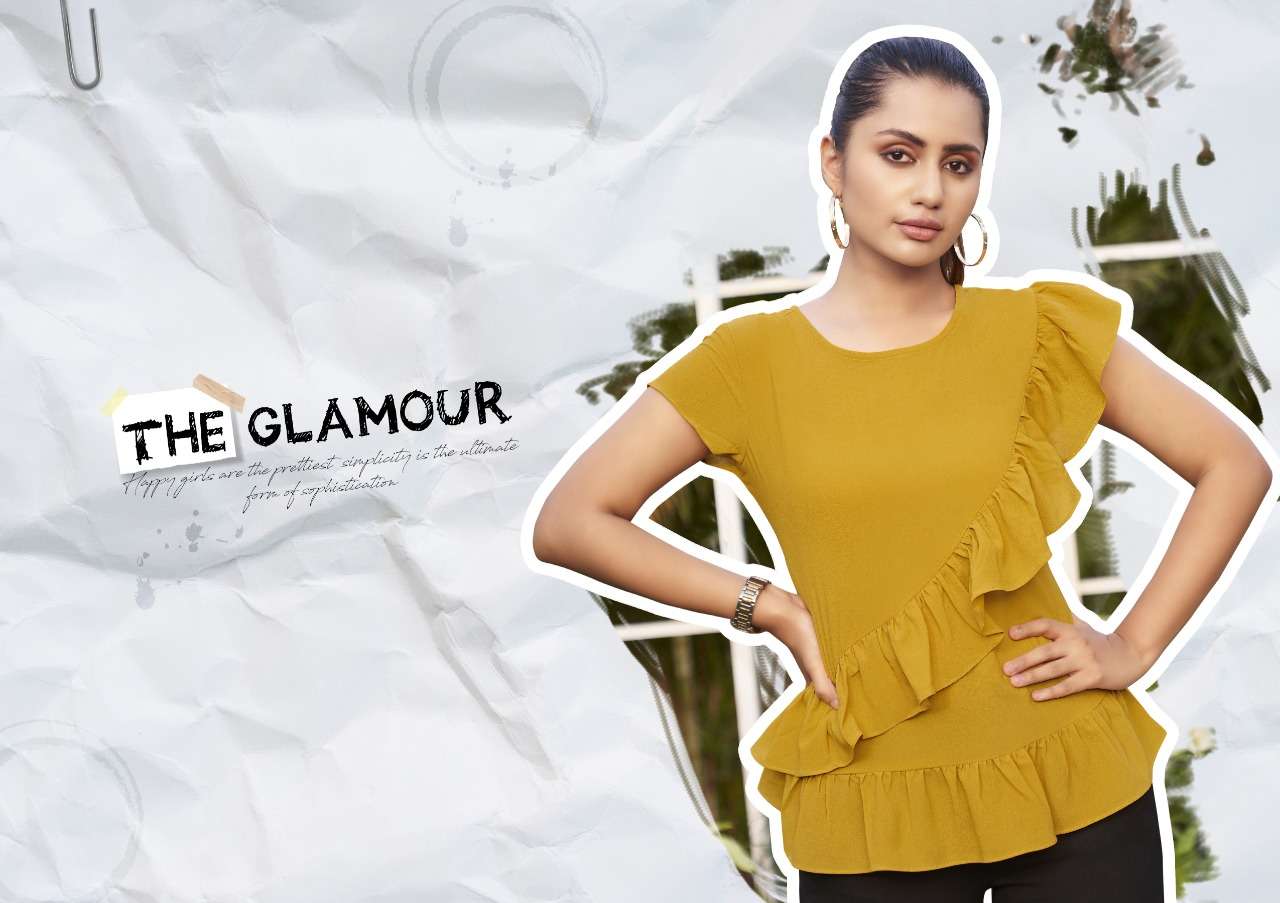 kalaroop launch topsy georgette girls short jeans tops