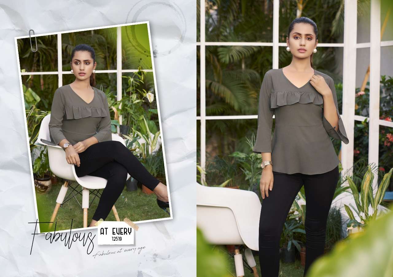 kalaroop launch topsy georgette girls short jeans tops