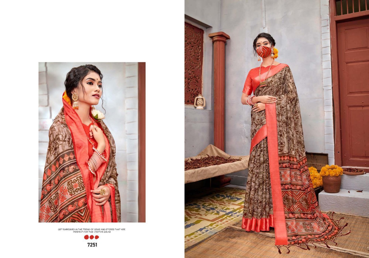 Linen Silk Vol 8 By 5d Designer Soft Linen With Designer Cotton Mask Saree Catalogs