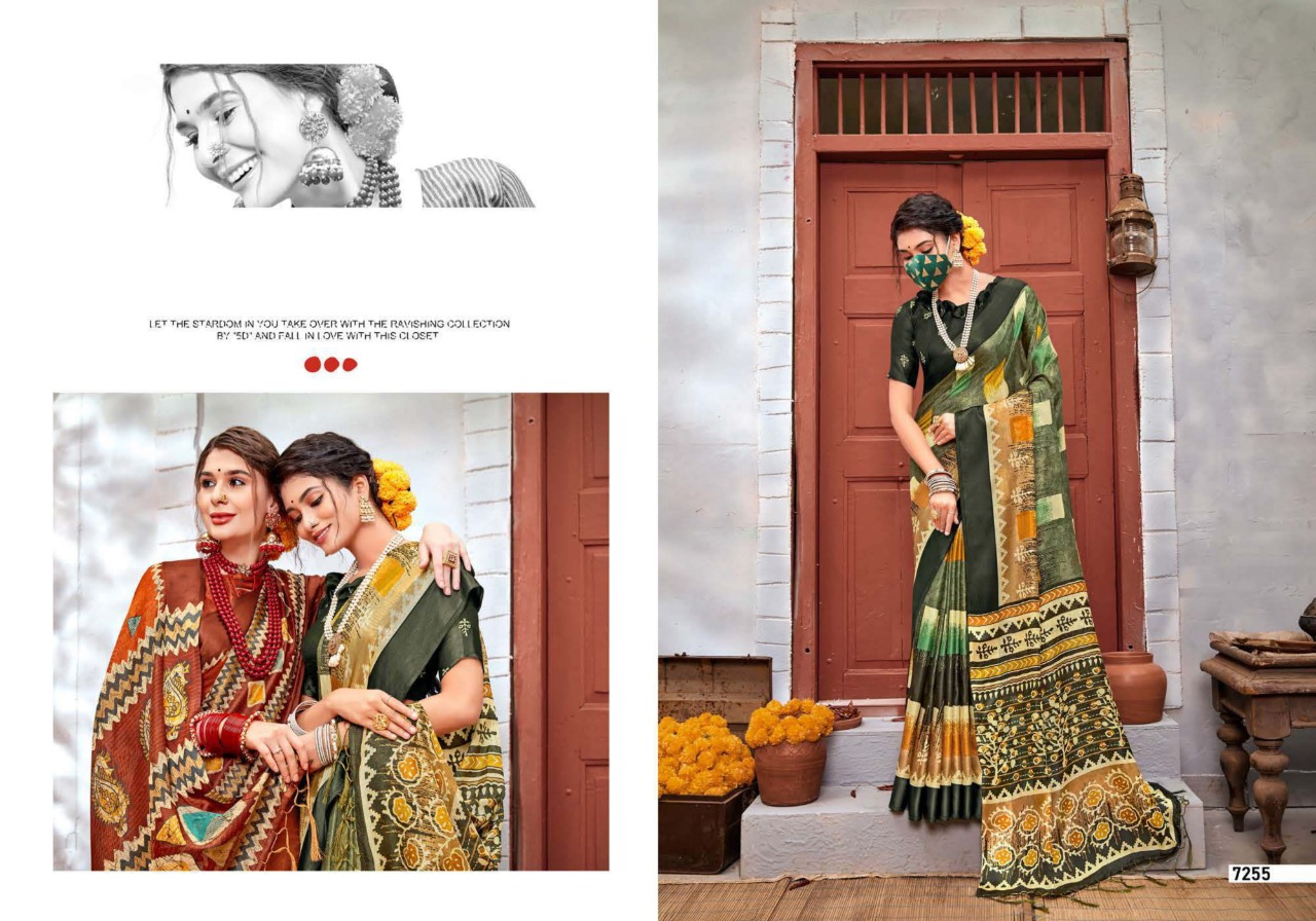Linen Silk Vol 8 By 5d Designer Soft Linen With Designer Cotton Mask Saree Catalogs
