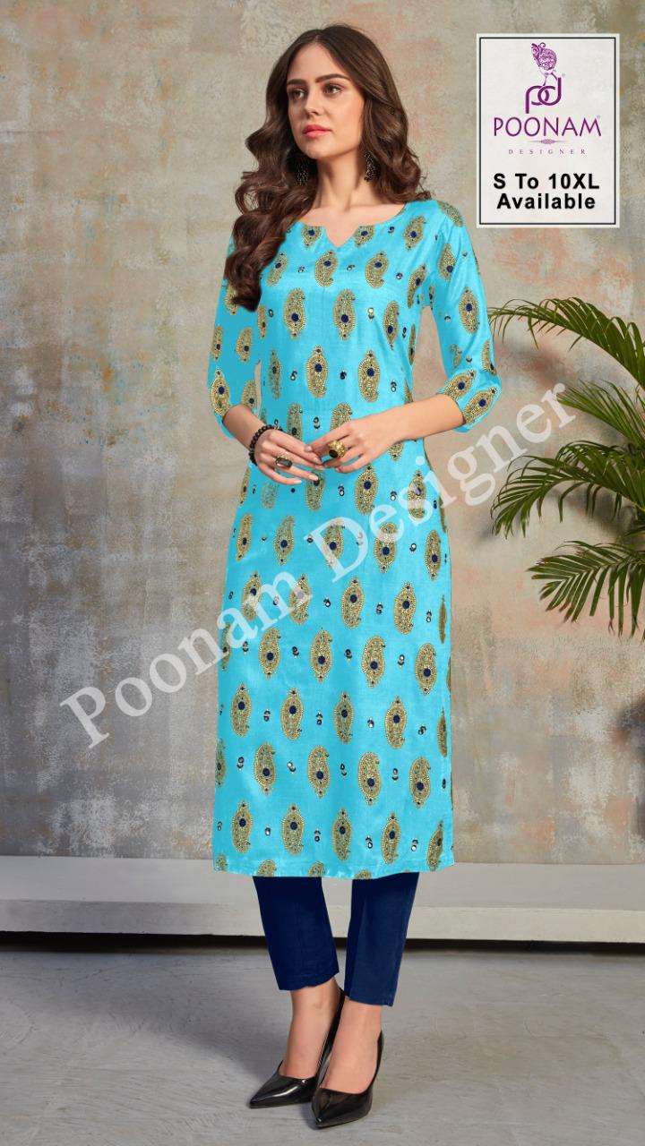 minakari by poonam rayon daily wear big size kurti for ladies