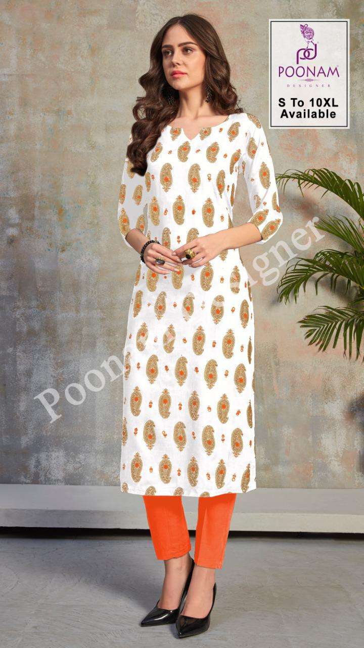 minakari by poonam rayon daily wear big size kurti for ladies