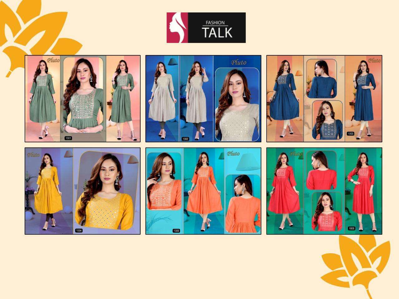 pluto by fashion talk heavy rayon kurti Catalog Collection Wholesaler Lowest Best Price In Ahmedabad Surat Chennai India Uk Usa Malaysia Singapore Canada Australia Mauritius