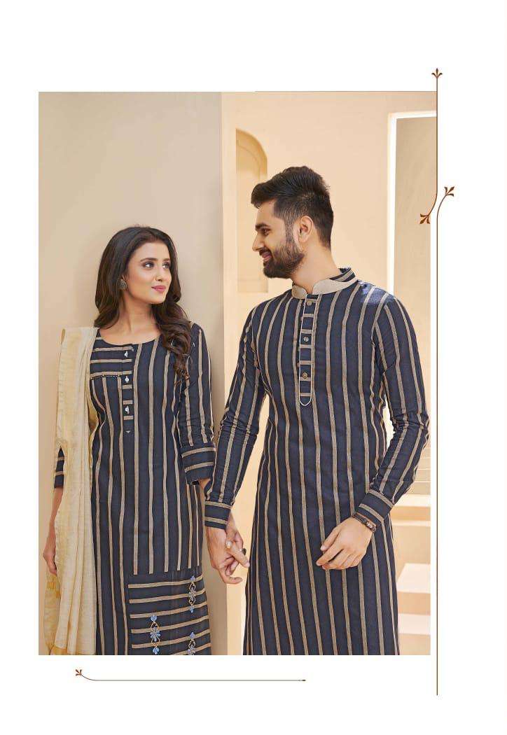 royal couple vol 3 by sukanya fashion kurti pant with dupatta for girls and kurta with pant for men