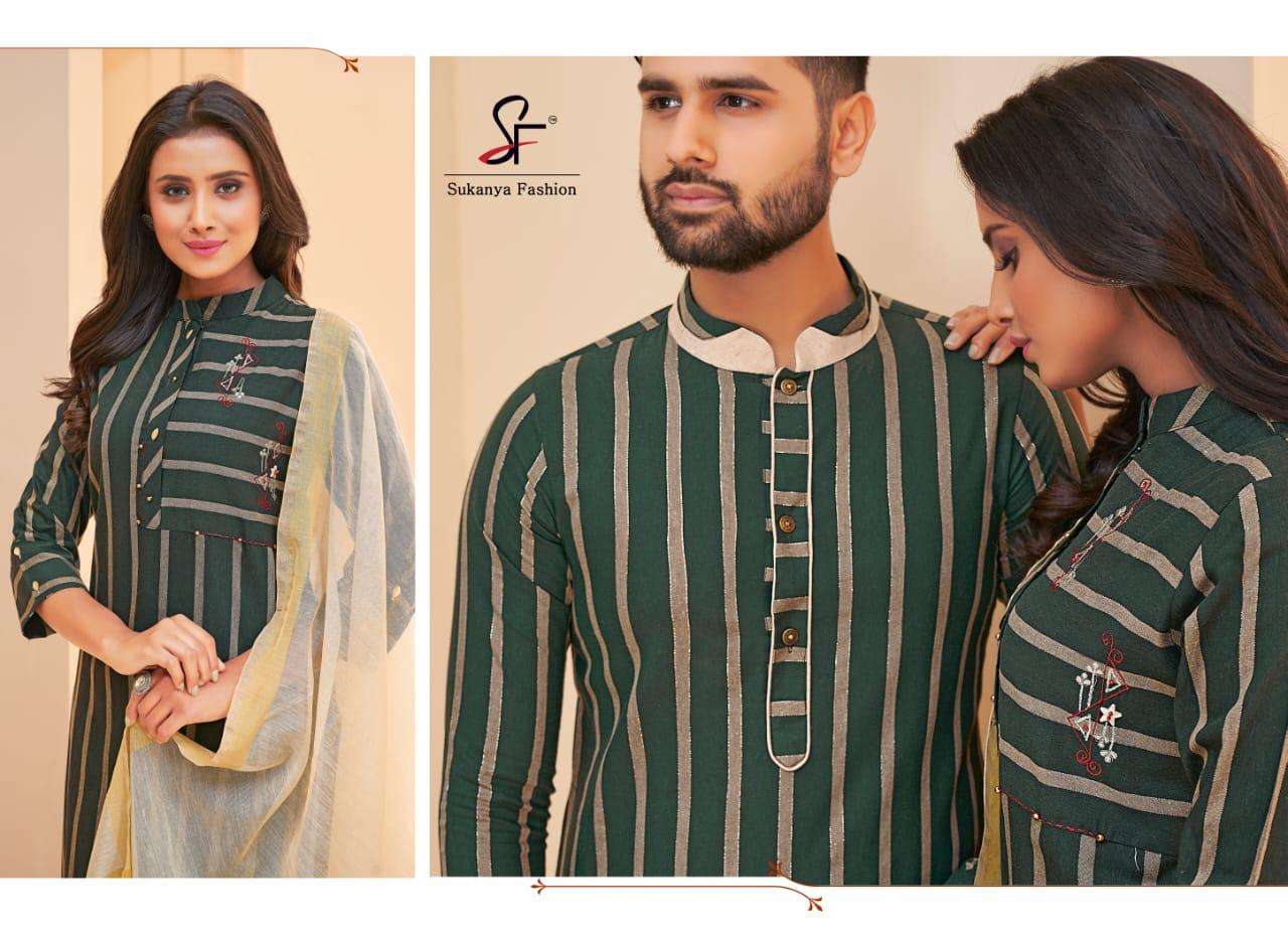 royal couple vol 3 by sukanya fashion kurti pant with dupatta for girls and kurta with pant for men