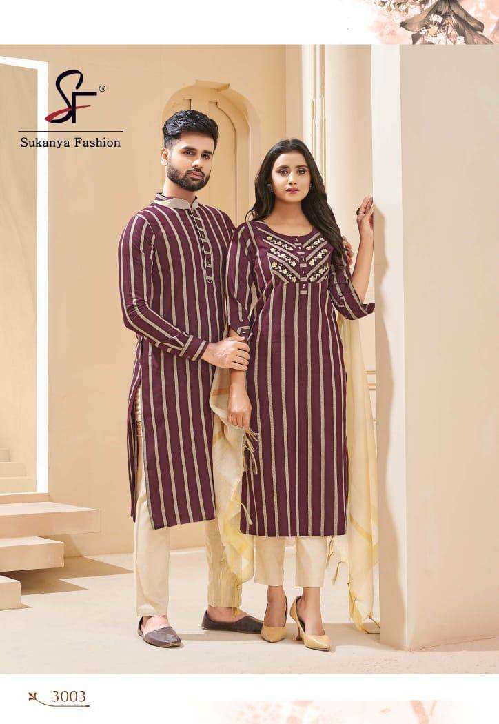 royal couple vol 3 by sukanya fashion kurti pant with dupatta for girls and kurta with pant for men
