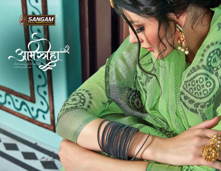 Sangam Print Launch Victoria Linen Embroidery Work Exclusive Saree Exporter