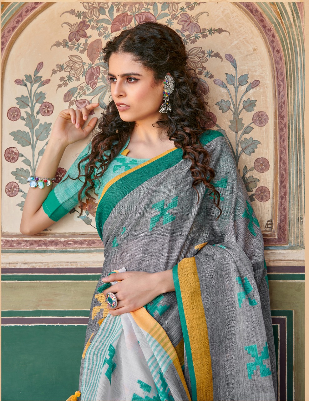 Sangam Prints Heritage Cotton Latest Linen Cotton Saree Online Supplier