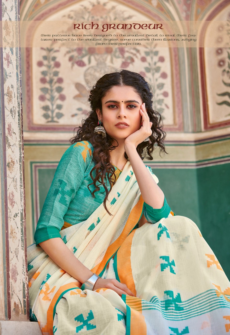 Sangam Prints Heritage Cotton Latest Linen Cotton Saree Online Supplier