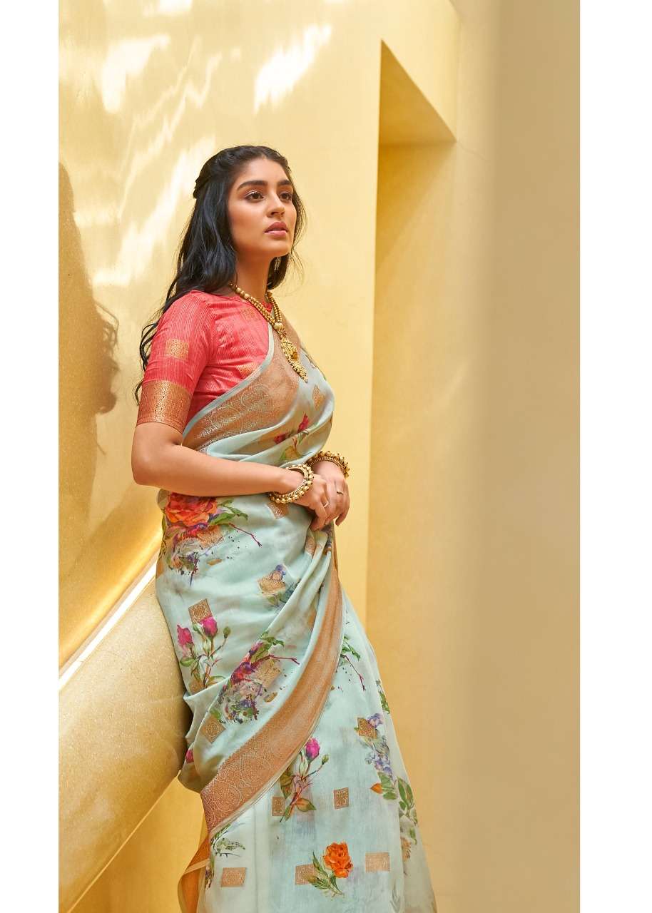 shangrila kalkatti linen soft linen saris wholesaler in surat market 