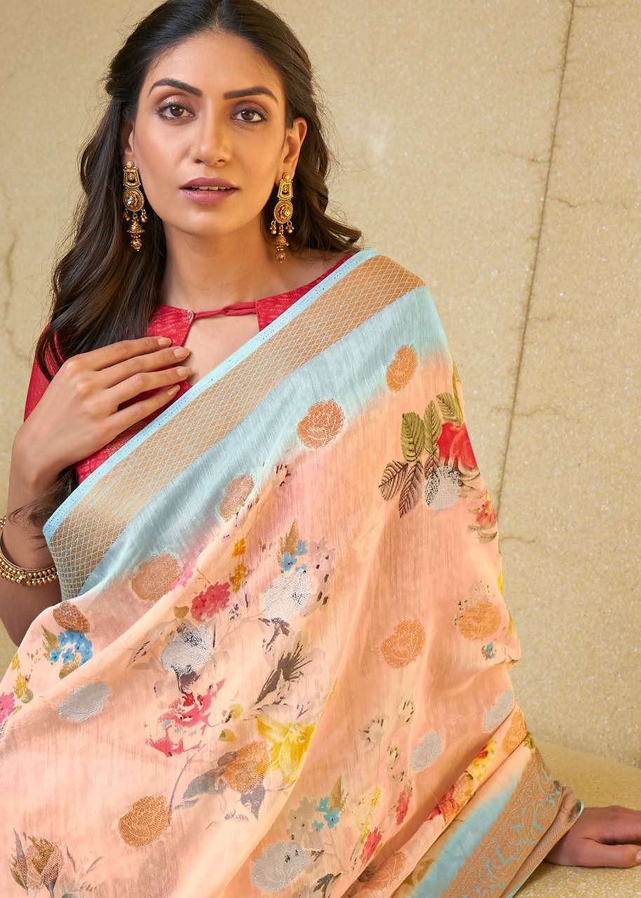 shangrila kalkatti linen soft linen saris wholesaler in surat market 