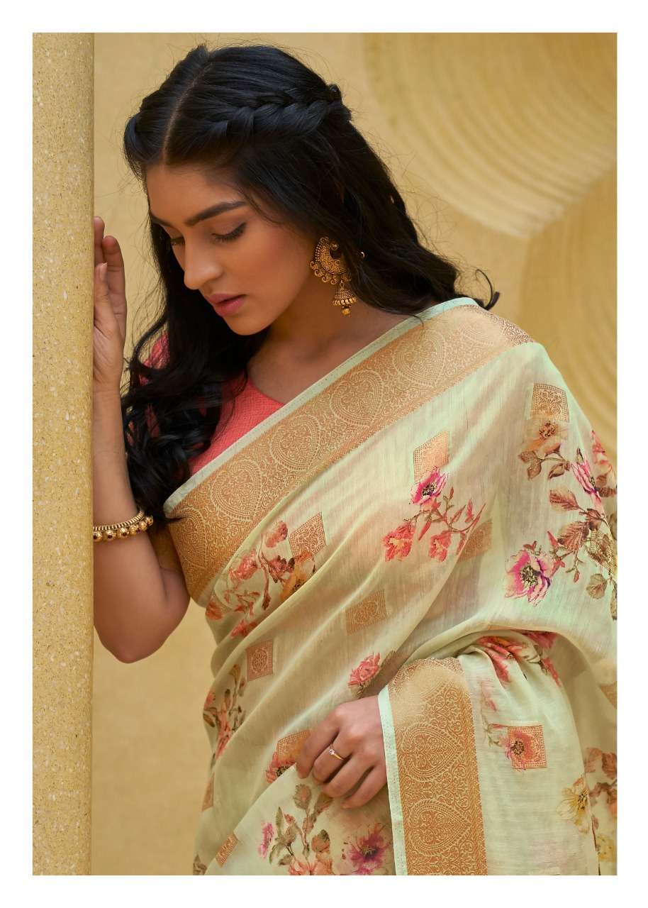 shangrila kalkatti linen soft linen saris wholesaler in surat market 