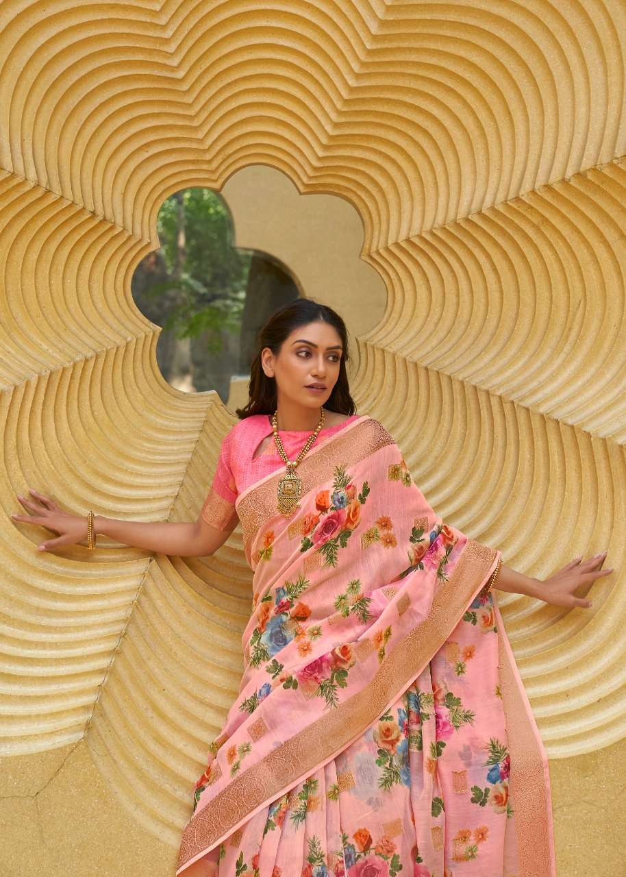 shangrila kalkatti linen soft linen saris wholesaler in surat market 