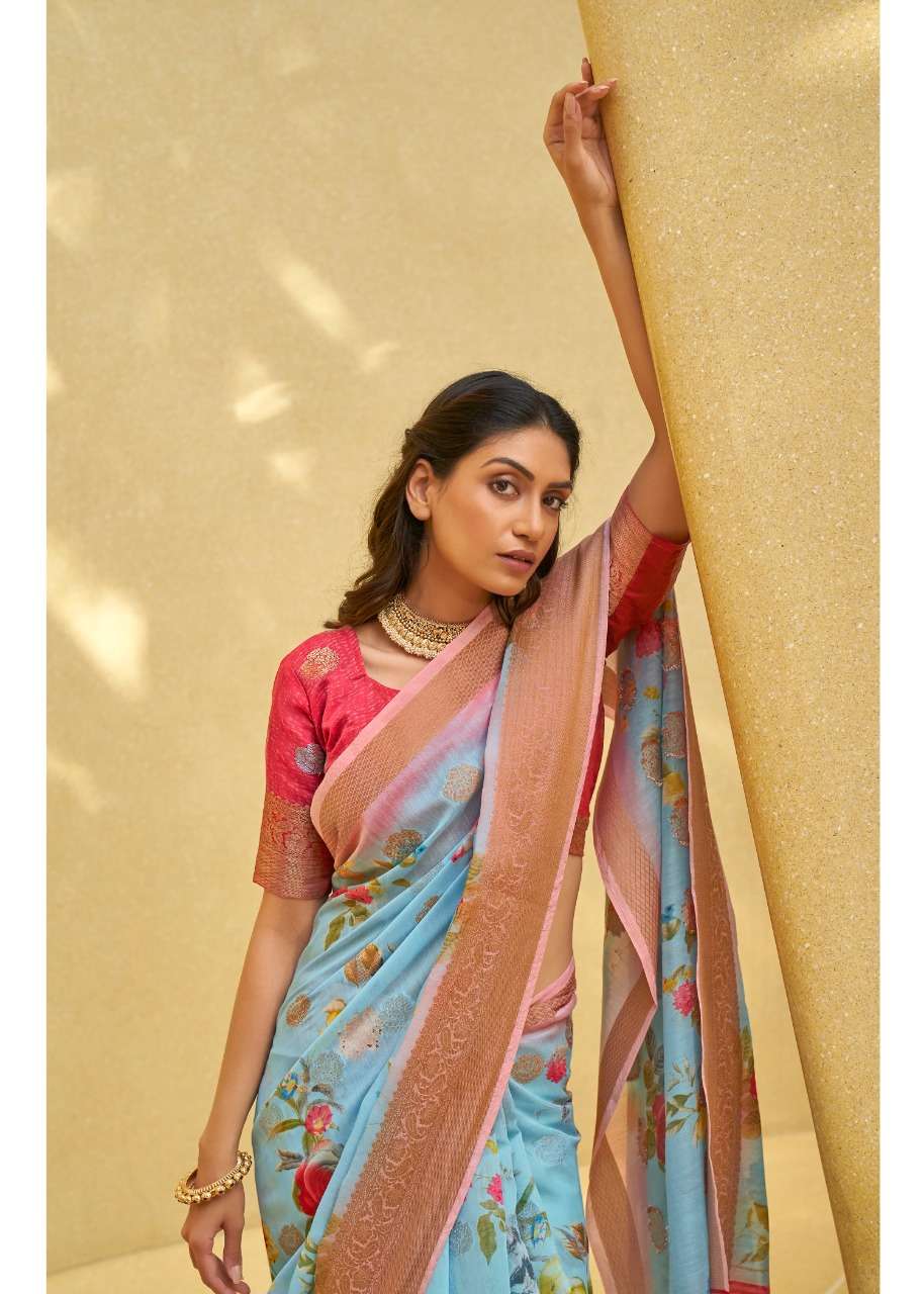 shangrila kalkatti linen soft linen saris wholesaler in surat market 